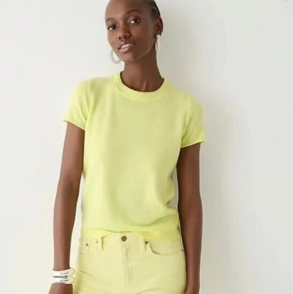 J. Crew Relaxed Cashmere T-Shirt - Lime Nectar